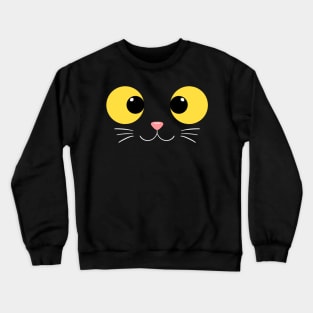 Cute Black Cat Kawaii Yellow Eyes Crewneck Sweatshirt
